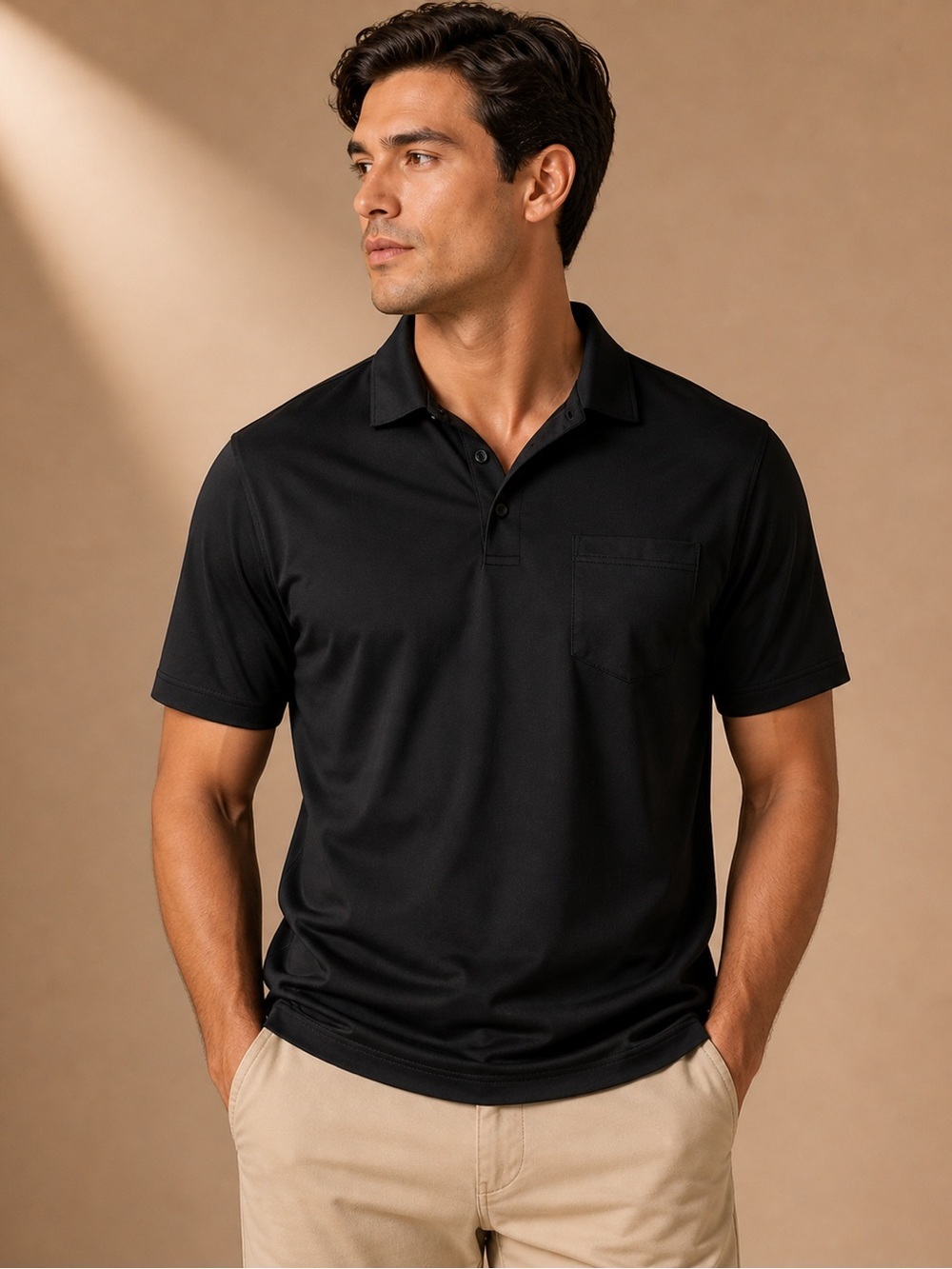 Blue Generation Black Polo Shirt Mens Large Classic Golf Work Uniform Casual L